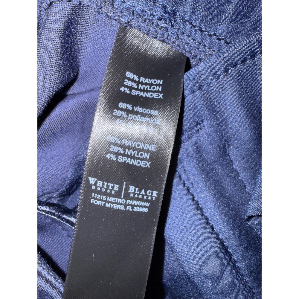 White House Black Market Boot Cut Trousers Women 6R Navy Blue Stretch Pants - Picture 3 of 10